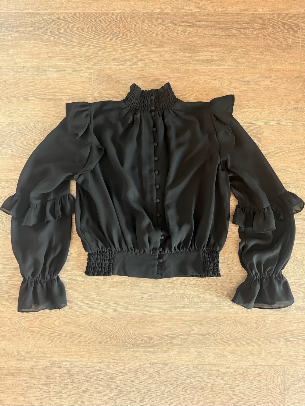 Frame Ruffle High-Neck Blouse - Picture 4 of 6